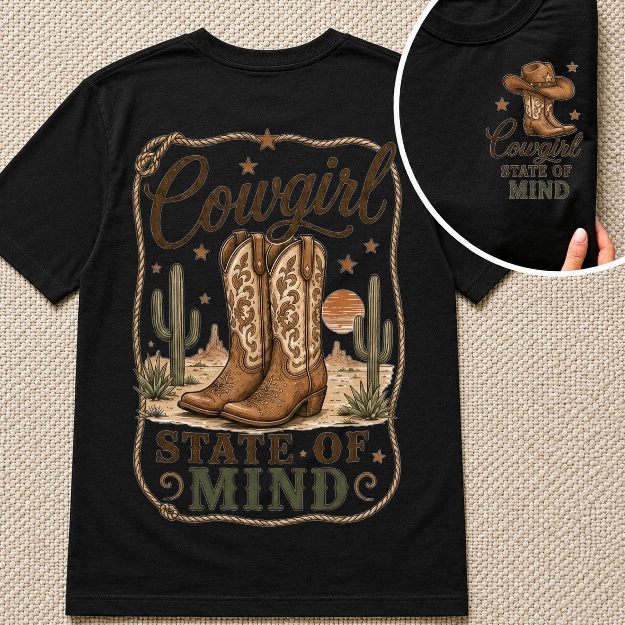 Cowgirl State of Mind Vintage Western -Unisex Tshirt /Hoodie/Sweatshirt