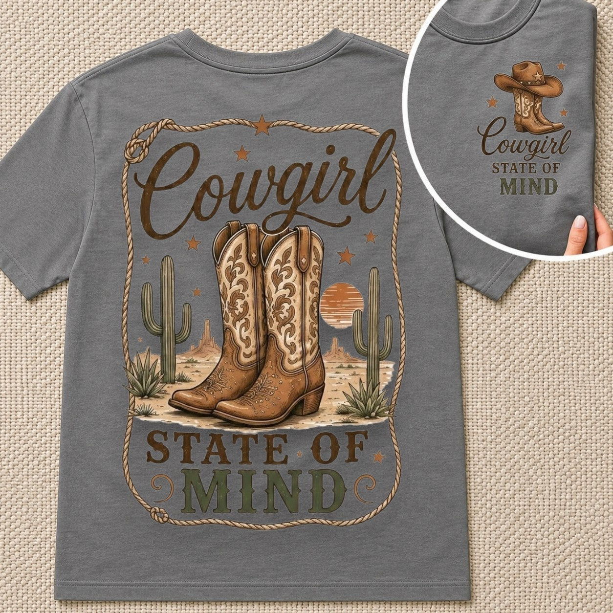 Cowgirl State of Mind Vintage Western -Unisex Tshirt /Hoodie/Sweatshirt