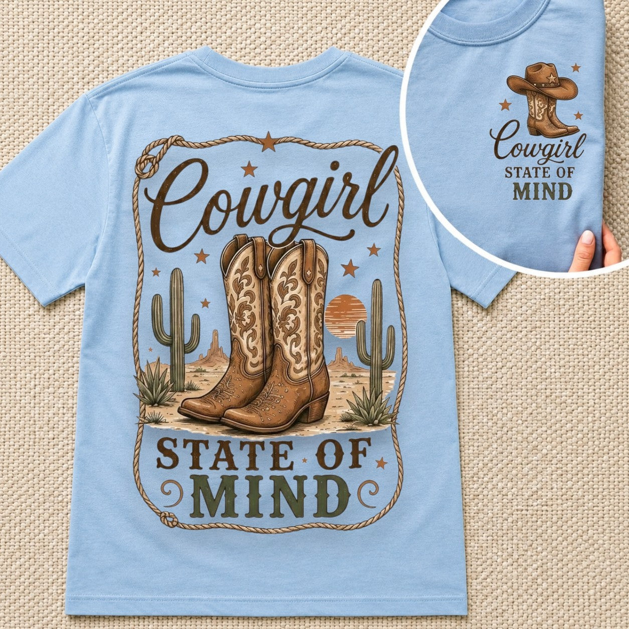 Cowgirl State of Mind Vintage Western -Unisex Tshirt /Hoodie/Sweatshirt