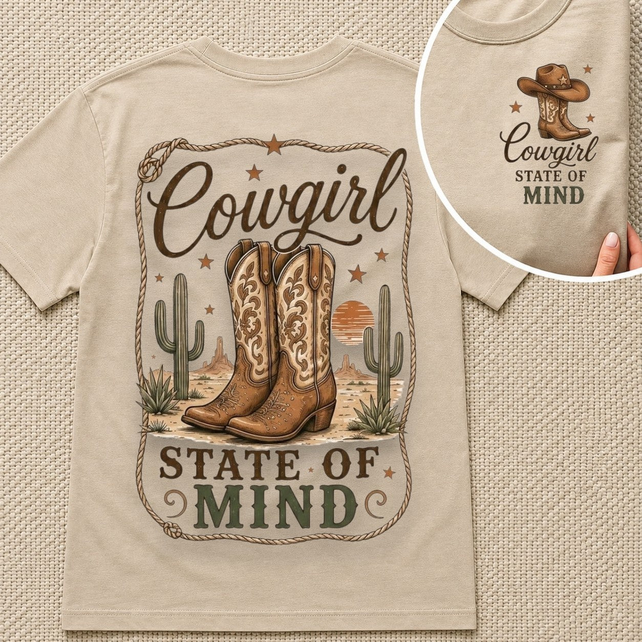 Cowgirl State of Mind Vintage Western -Unisex Tshirt /Hoodie/Sweatshirt