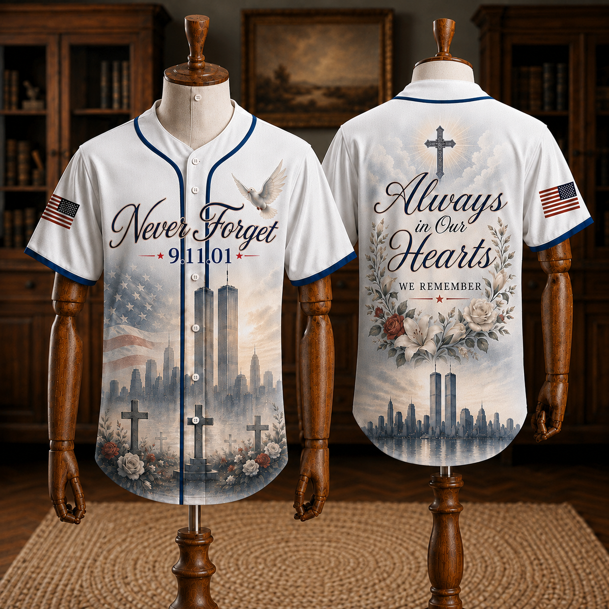 United We Stand 9/11 Memorial Jersey, FDNY 343 Firefighter Tribute Shirt