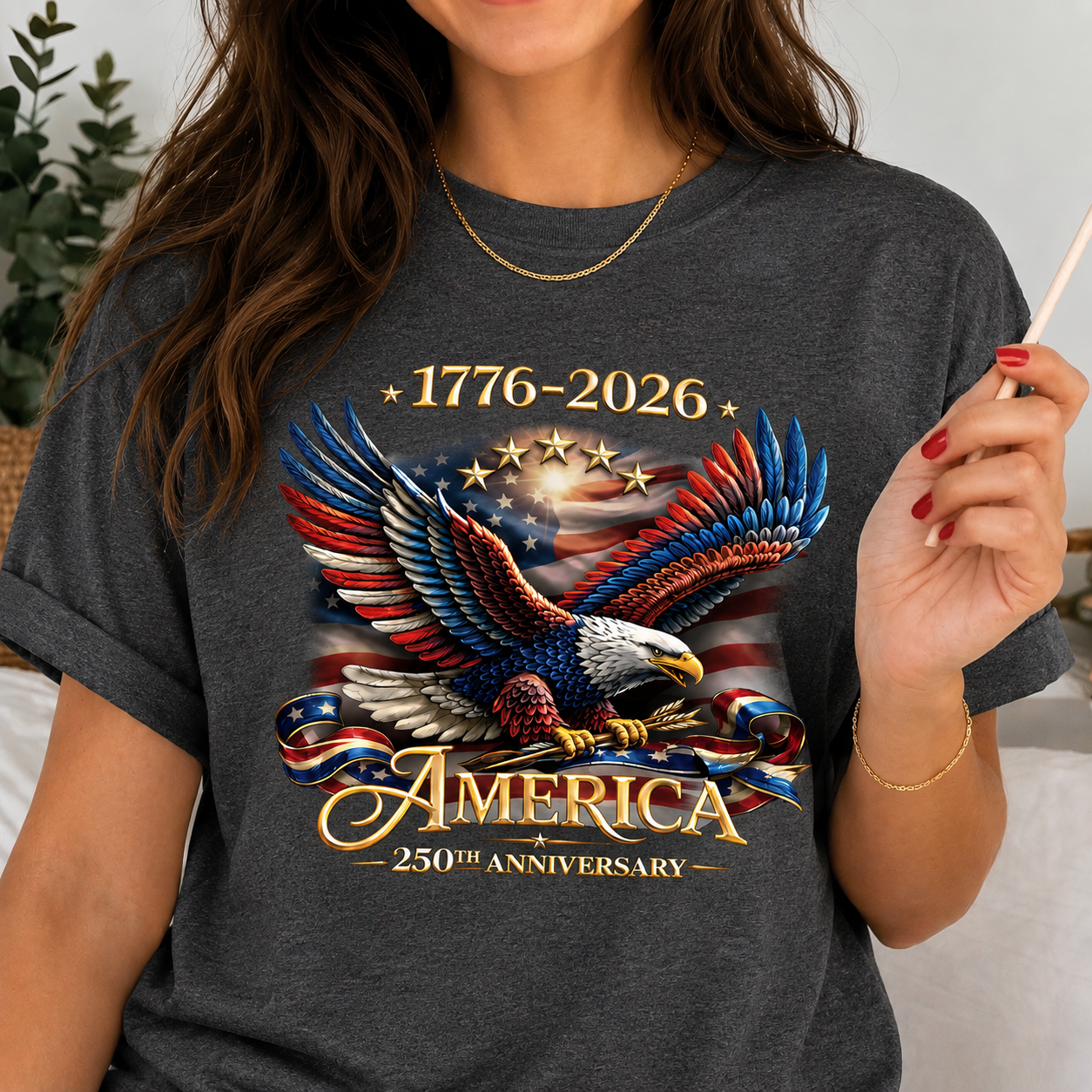 250th Anniversary USA Shirt – Eagle, Flag, and Stars Design, Unisex Tee for All Ages