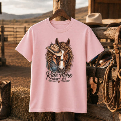 Ride More Worry Less Hoodie, Cowgirl Horse Sweatshirt, Horse Lover Gift-Unisex Tshirt /Hoodie/Sweatshirt