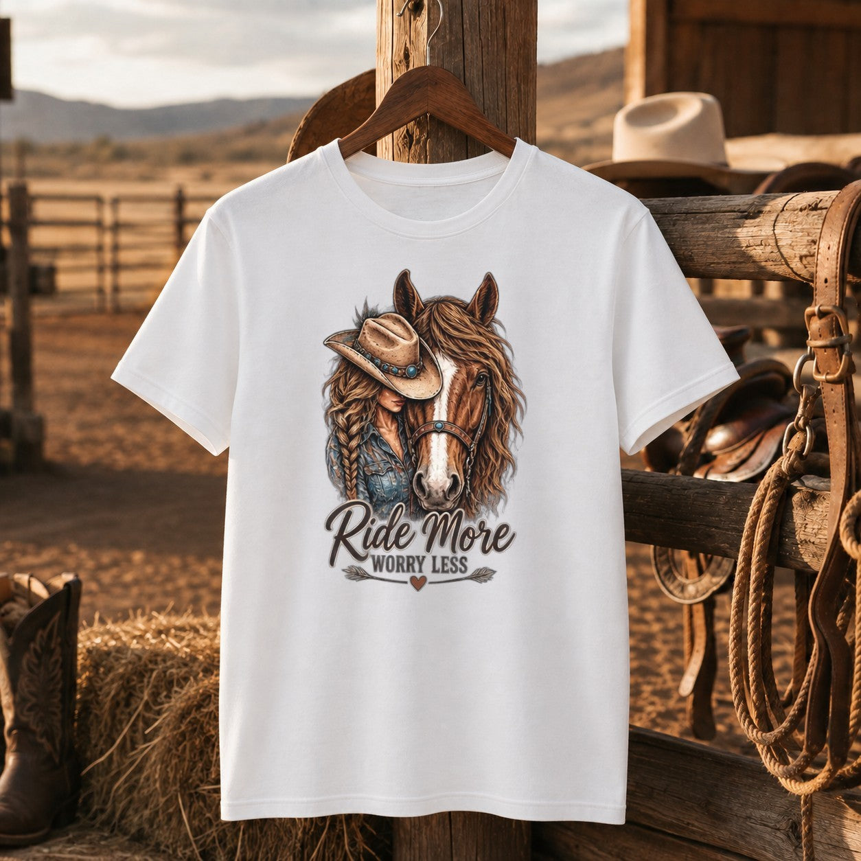 Ride More Worry Less Hoodie, Cowgirl Horse Sweatshirt, Horse Lover Gift-Unisex Tshirt /Hoodie/Sweatshirt