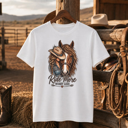 Ride More Worry Less Hoodie, Cowgirl Horse Sweatshirt, Horse Lover Gift-Unisex Tshirt /Hoodie/Sweatshirt