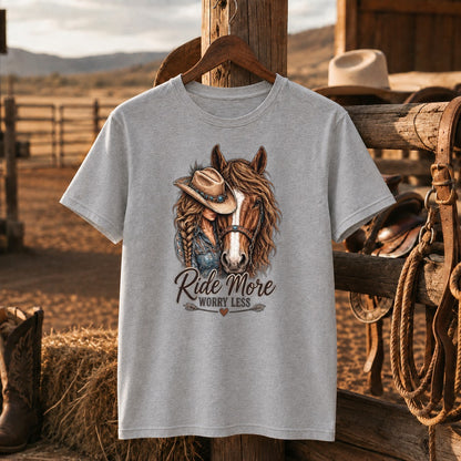 Ride More Worry Less Hoodie, Cowgirl Horse Sweatshirt, Horse Lover Gift-Unisex Tshirt /Hoodie/Sweatshirt