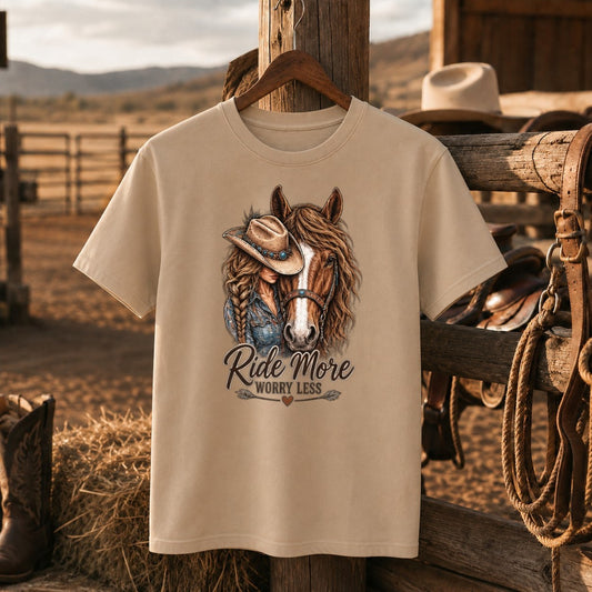 Ride More Worry Less Hoodie, Cowgirl Horse Sweatshirt, Horse Lover Gift-Unisex Tshirt /Hoodie/Sweatshirt