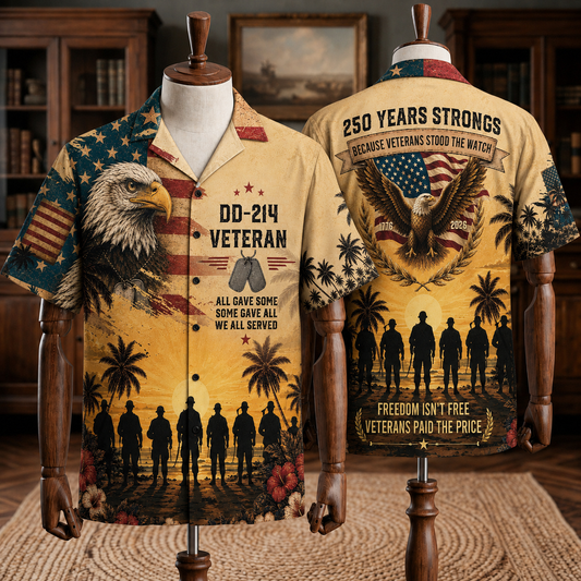 Veteran Hawaiian Shirt – America 250 Years Of Freedom 1776 - 2026