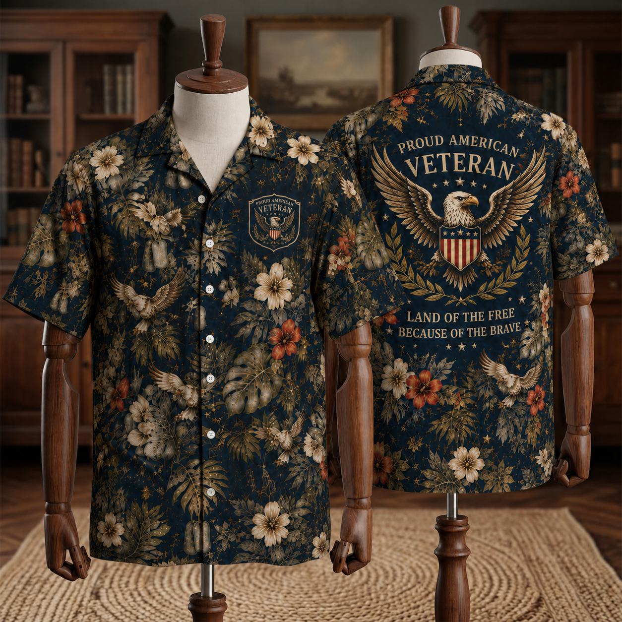 DD-214 Veteran Hawaiian Shirt, My Time In Uniform Is Over But Being A Veteran Never Ends, Eagle Patriotic Aloha Shirt, Veteran Gift