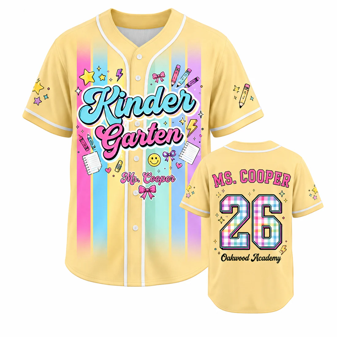 Custom Teacher Baseball Jersey, Colorful Stripes Shirt