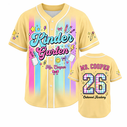 Custom Teacher Baseball Jersey, Colorful Stripes Shirt