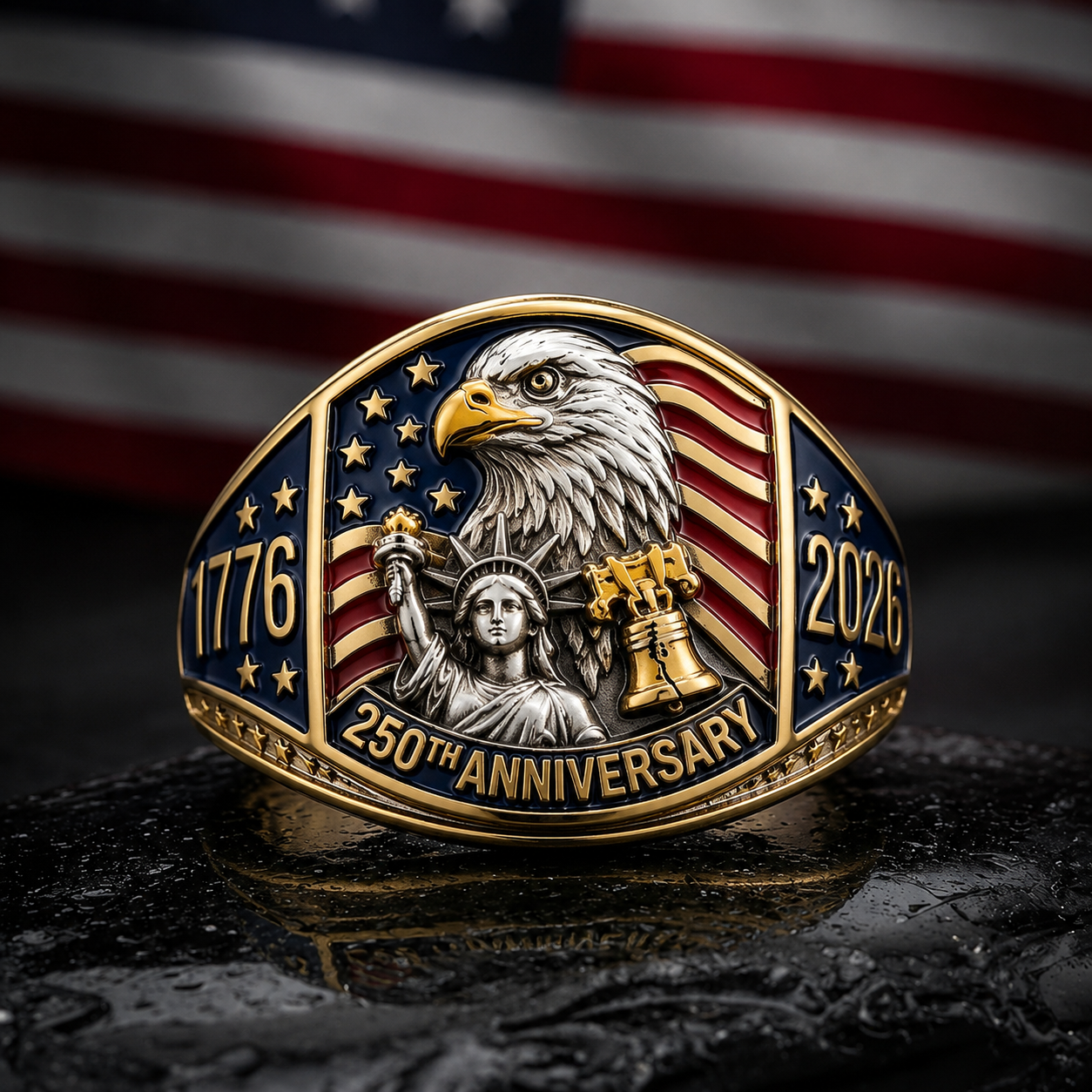 🇺🇸 Gold Ring with Your America 250th Ring