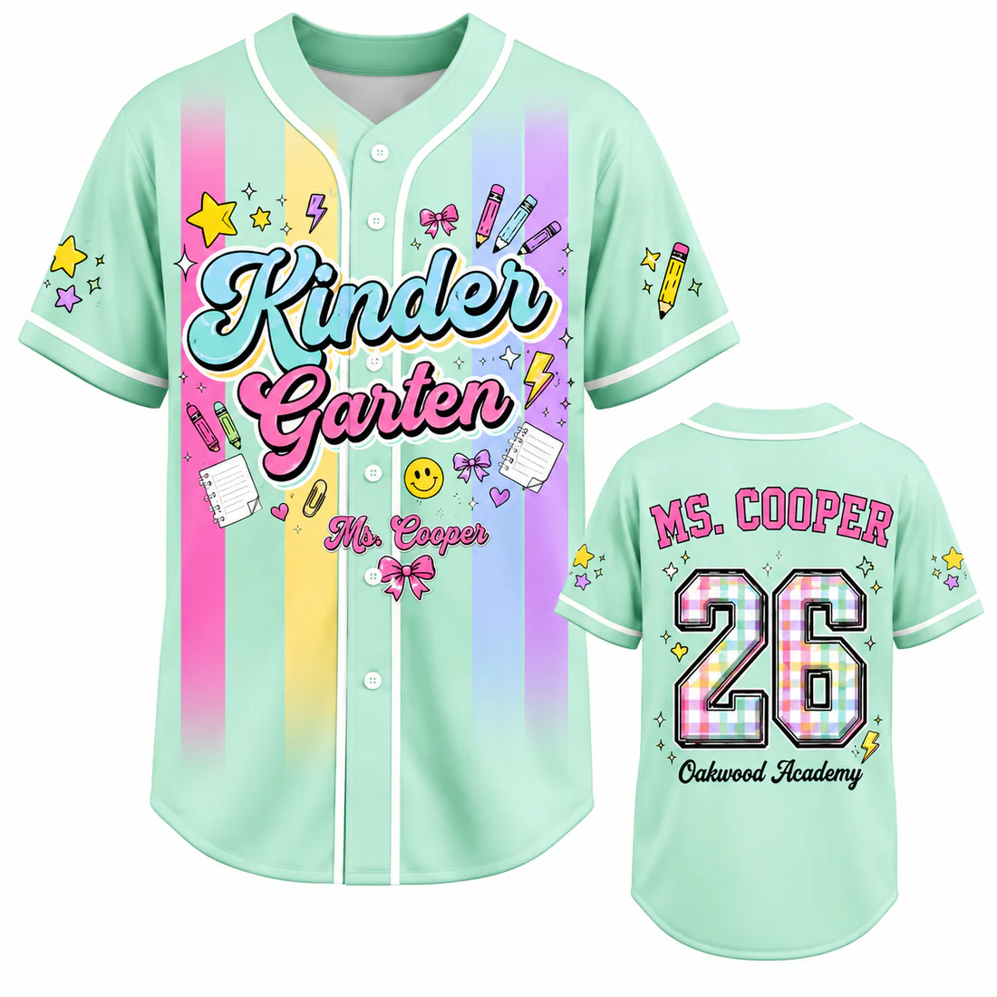 Custom Teacher Baseball Jersey, Colorful Stripes Shirt
