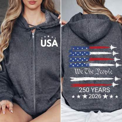 250th America Anniversary Freedom Zip  Hoodie - Two Sides