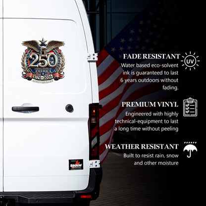 🔥 LIMITED TIME OFFER – 250th Anniversary USA Eagle Patriotic UV DTF 3D Car Decal (Premium Quality)