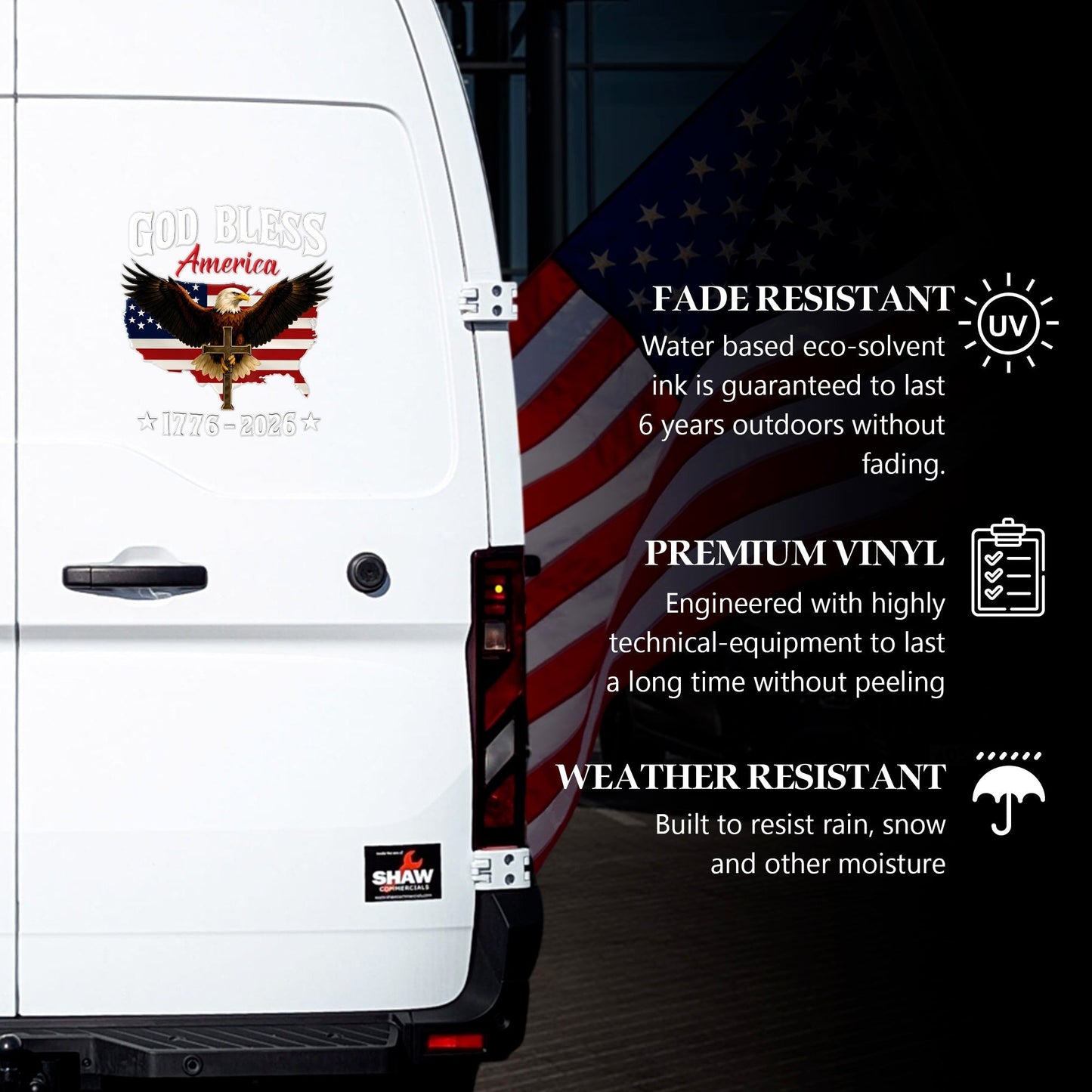 🔥 LIMITED TIME OFFER - Faith Family USA Eagle Cross Decal – 250th Anniversary 1776-2026