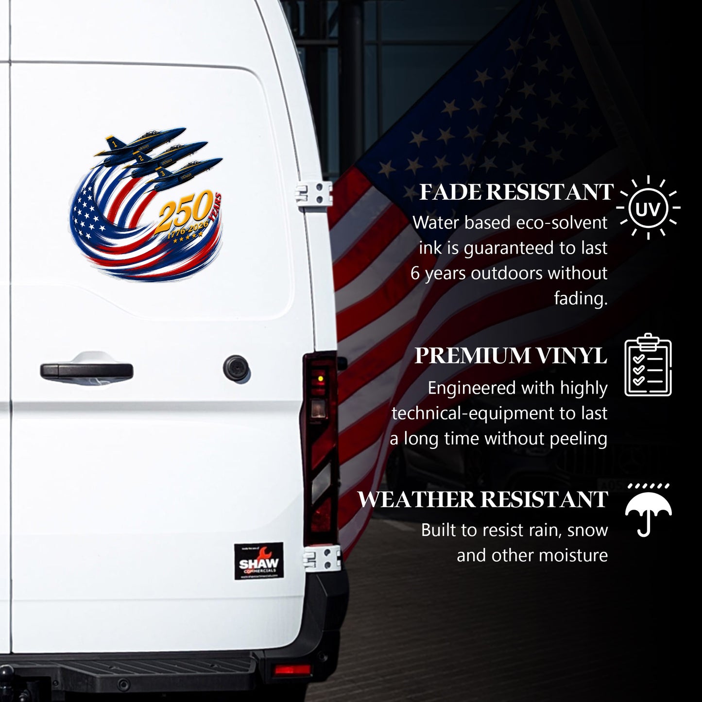 🔥 LIMITED TIME OFFER – US. Navy Flight 250th Anniversary Car Decal 1776–2026