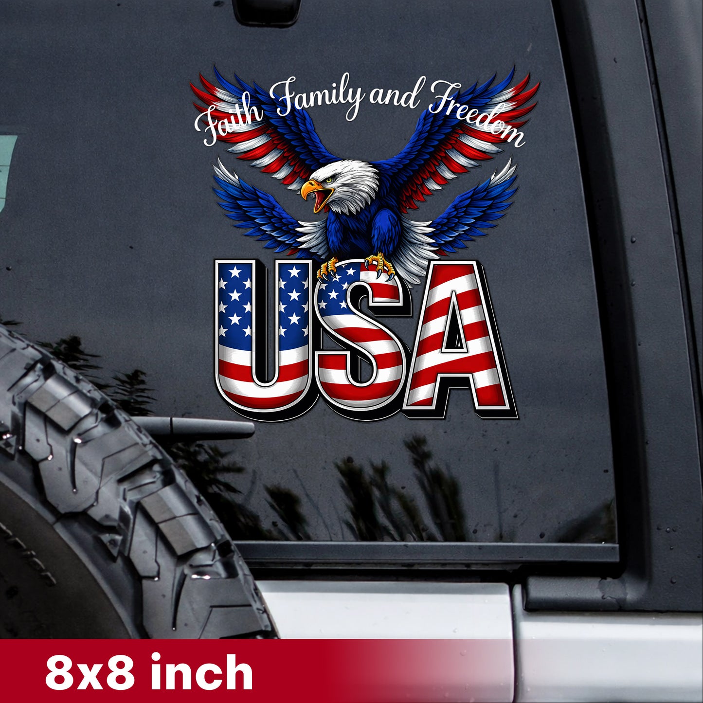 🔥 LIMITED TIME OFFER – Faith & Freedom USA Eagle Cross 250th UV DTF 3D Decal (1776–2026)