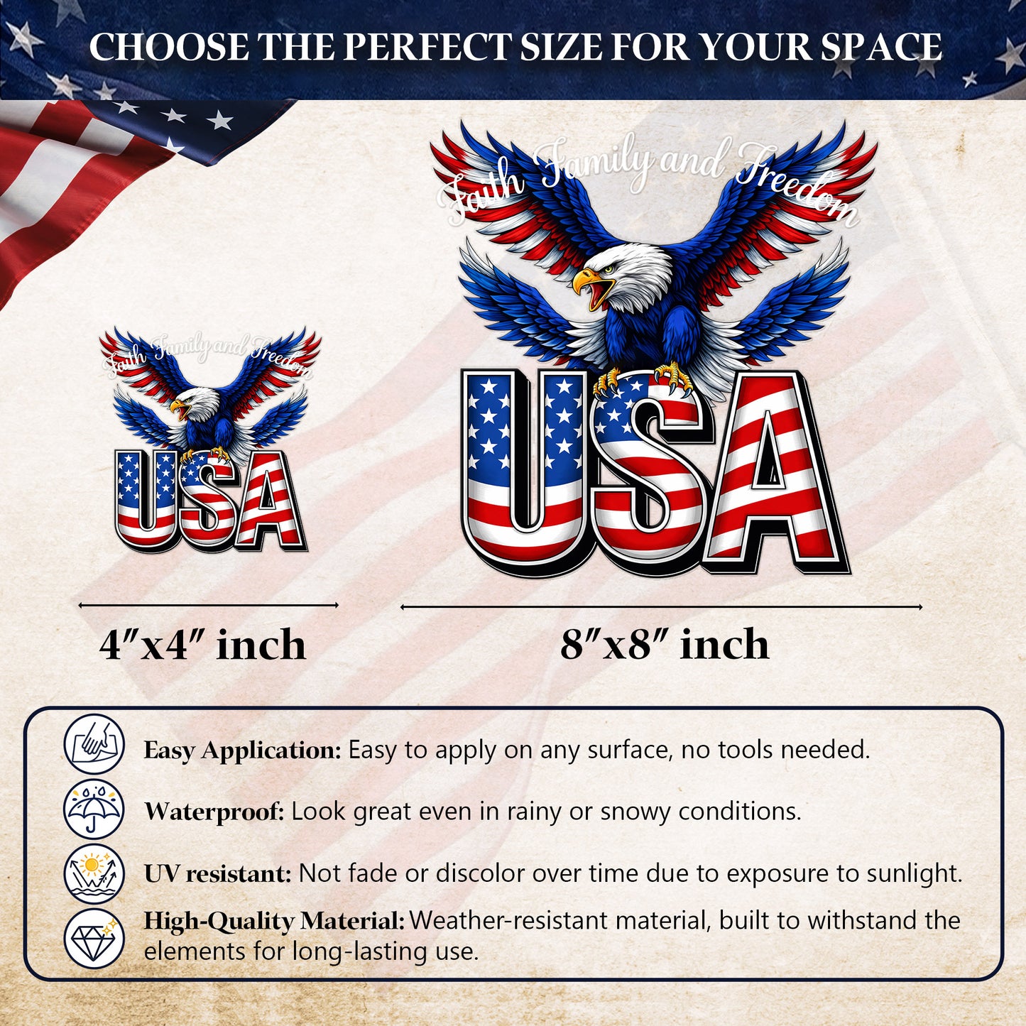 🔥 LIMITED TIME OFFER - Faith Family USA Eagle Cross Decal – 250th Anniversary 1776-2026