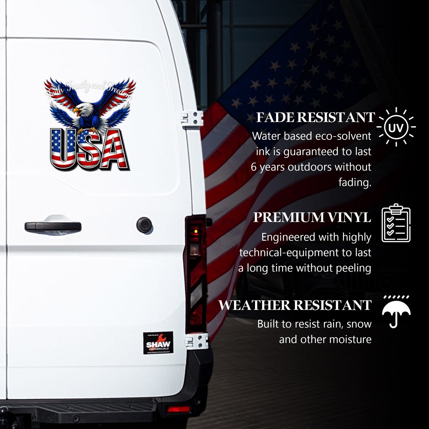 🔥 LIMITED TIME OFFER - Faith Family USA Eagle Cross Decal – 250th Anniversary 1776-2026