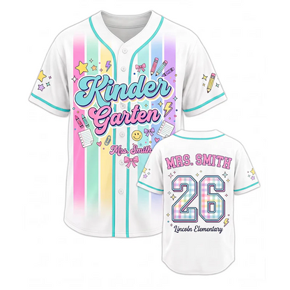 Custom Teacher Baseball Jersey, Colorful Stripes Shirt