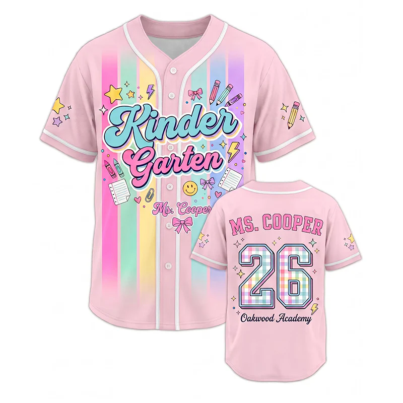 Custom Teacher Baseball Jersey, Colorful Stripes Shirt