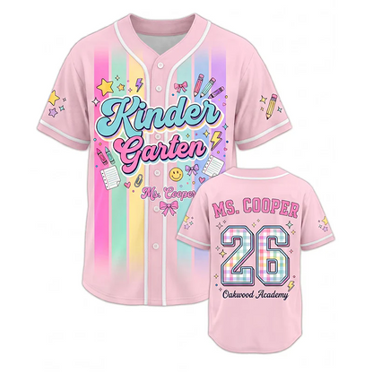 Custom Teacher Baseball Jersey, Colorful Stripes Shirt