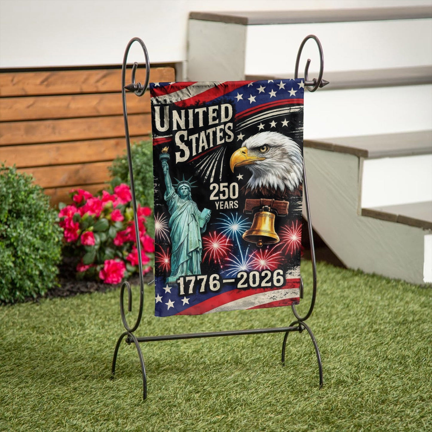United States 250th Anniversary Flag - 1776-2026 with Eagle and Statue of Liberty