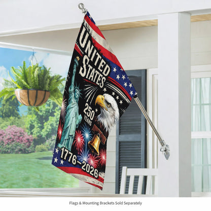 United States 250th Anniversary Flag - 1776-2026 with Eagle and Statue of Liberty