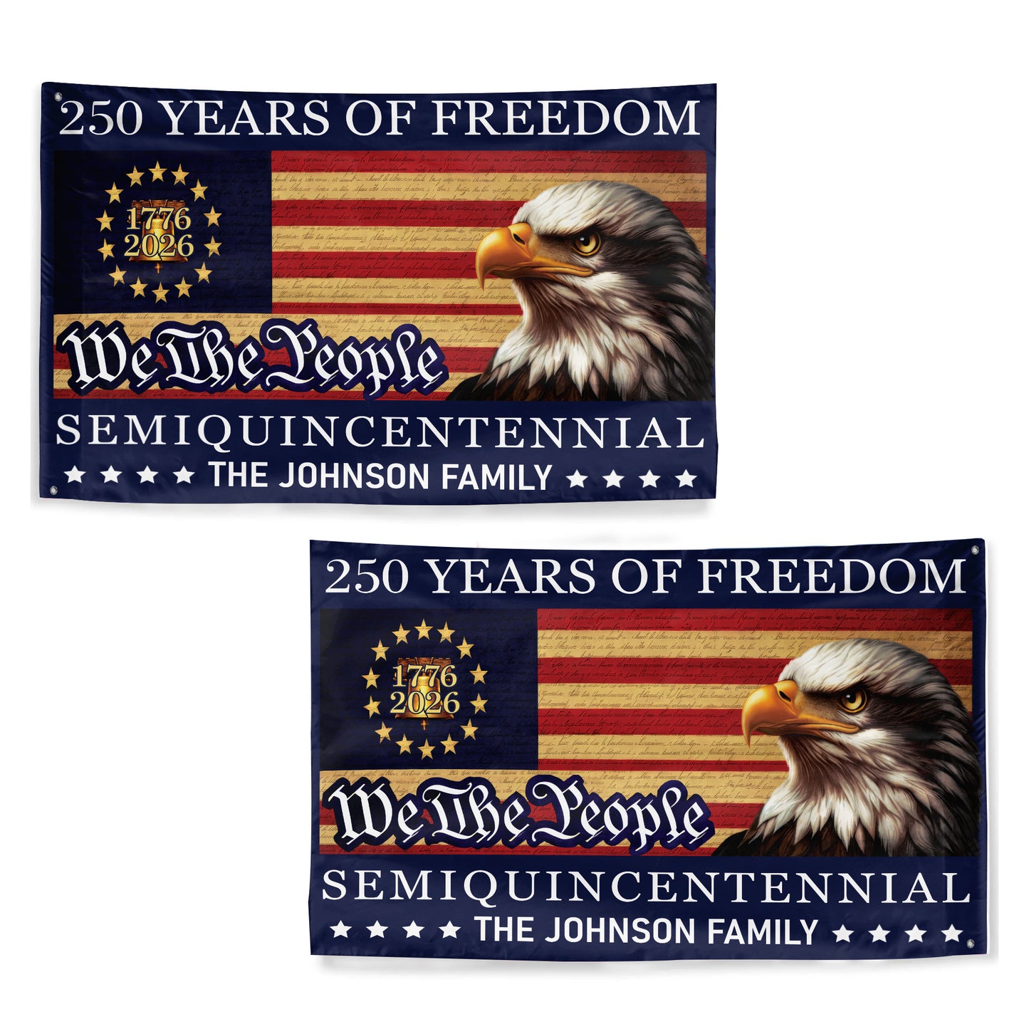 Patriotic 250th Anniversary 1776 2026 United States of America Semiquincentennial Grommet Flag