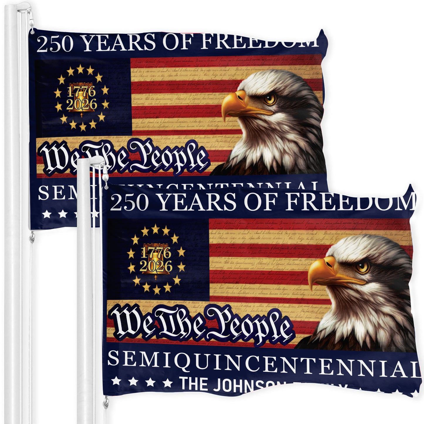 Patriotic 250th Anniversary 1776 2026 United States of America Semiquincentennial Grommet Flag