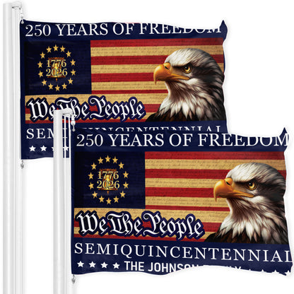 Patriotic 250th Anniversary 1776 2026 United States of America Semiquincentennial Grommet Flag