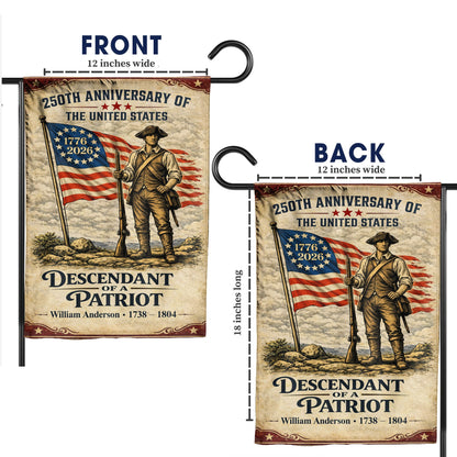USA 250th Anniversary Flag – Personalized with 'Descendant of a Patriot' 1776-2026