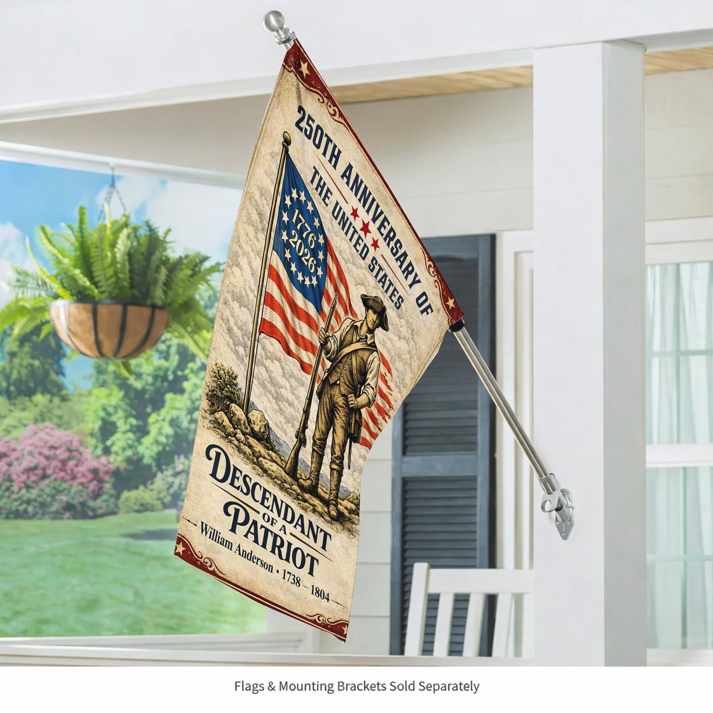USA 250th Anniversary Flag – Personalized with 'Descendant of a Patriot' 1776-2026