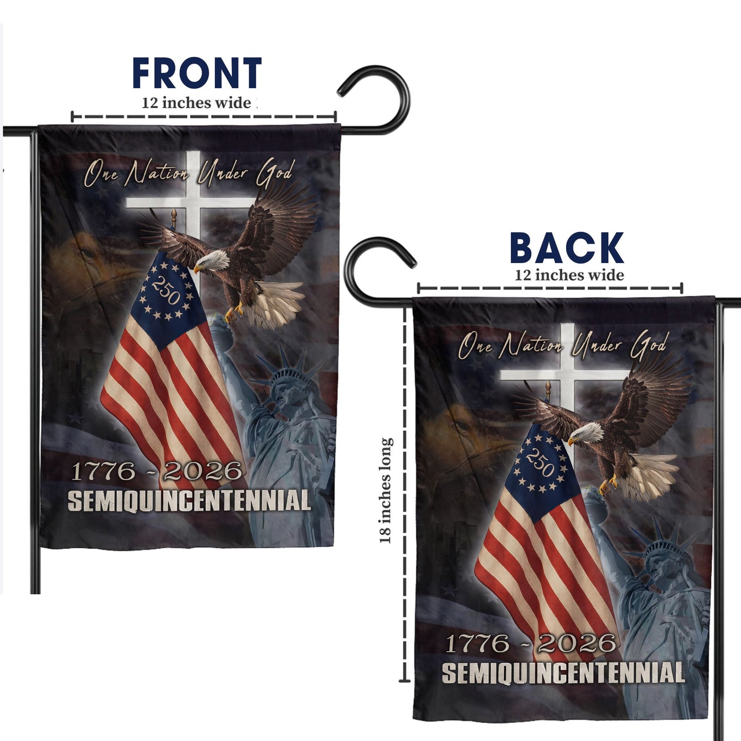 250th Anniversary American Flag, One Nation Under God Patriotic Eagle