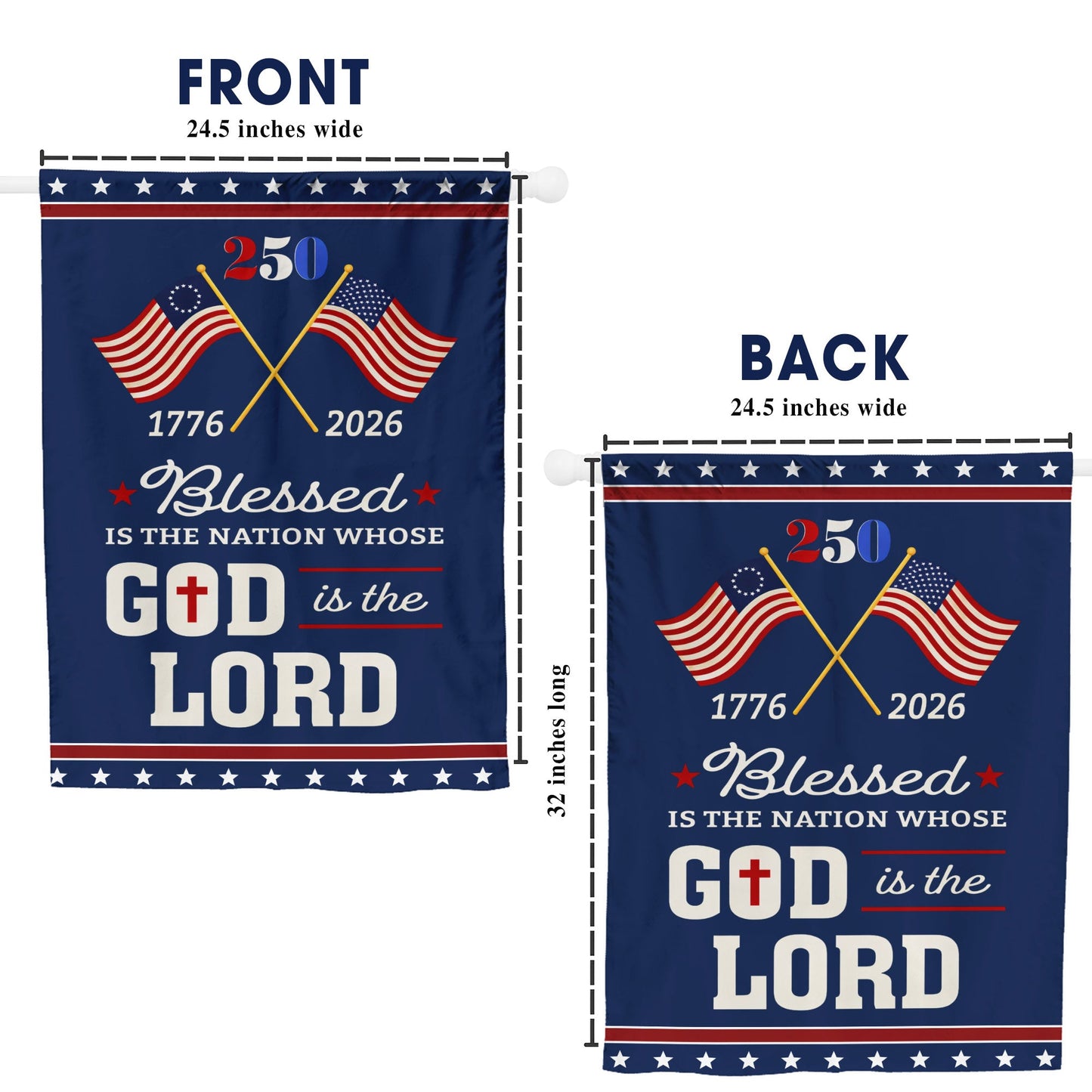 Blessed Is The Nation 250th Anniversary Flag, American Patriotic Decor