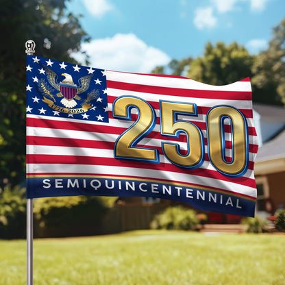 Happy Birthday America 250th Semiquincentennial Garden Flag, Patriotic Yard Flag Decor 250 Years House Banner, USA Porch Decoration