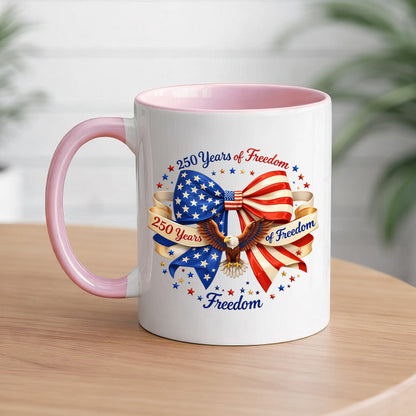 250 Years of Freedom Patriotic Ribbon Bow Eagle Coffee Mug