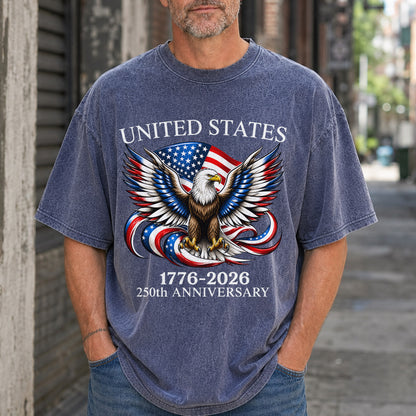 Washed T-Shirt | America 250th Anniversary Bald Eagle Patriotic Vintage 1776–2026 USA Independence Tee