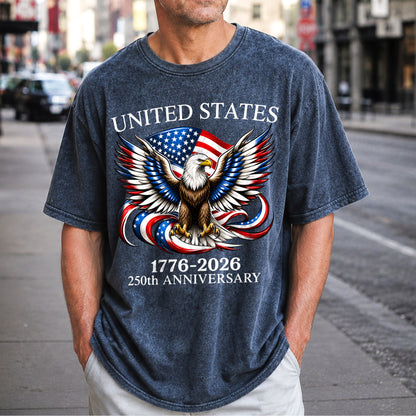 Washed T-Shirt | America 250th Anniversary Bald Eagle Patriotic Vintage 1776–2026 USA Independence Tee