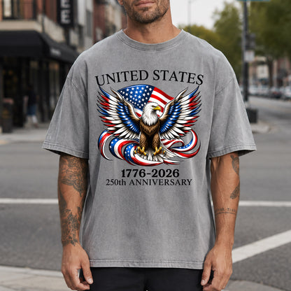 Washed T-Shirt | America 250th Anniversary Bald Eagle Patriotic Vintage 1776–2026 USA Independence Tee