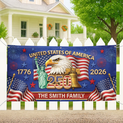 Custom Outdoor Banner – Personalized America 250th Gifts for Family
