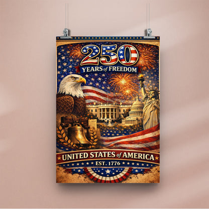 American Pride 250 – Liberty Bell & Eagle Poster/Canvas