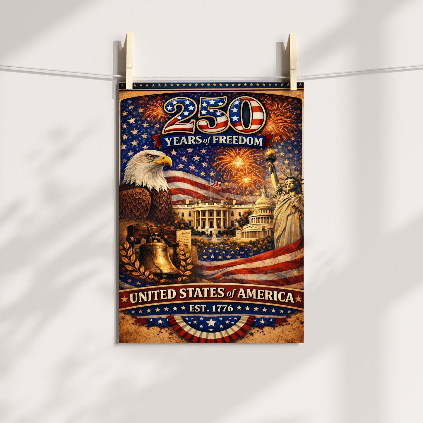 American Pride 250 – Liberty Bell & Eagle Poster/Canvas