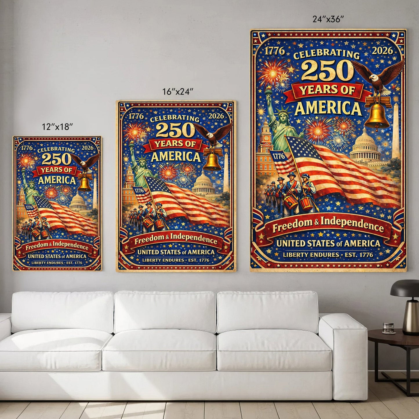 USA 250 Celebration Landmarks Poster/Canvas