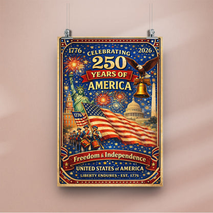 USA 250 Celebration Landmarks Poster/Canvas