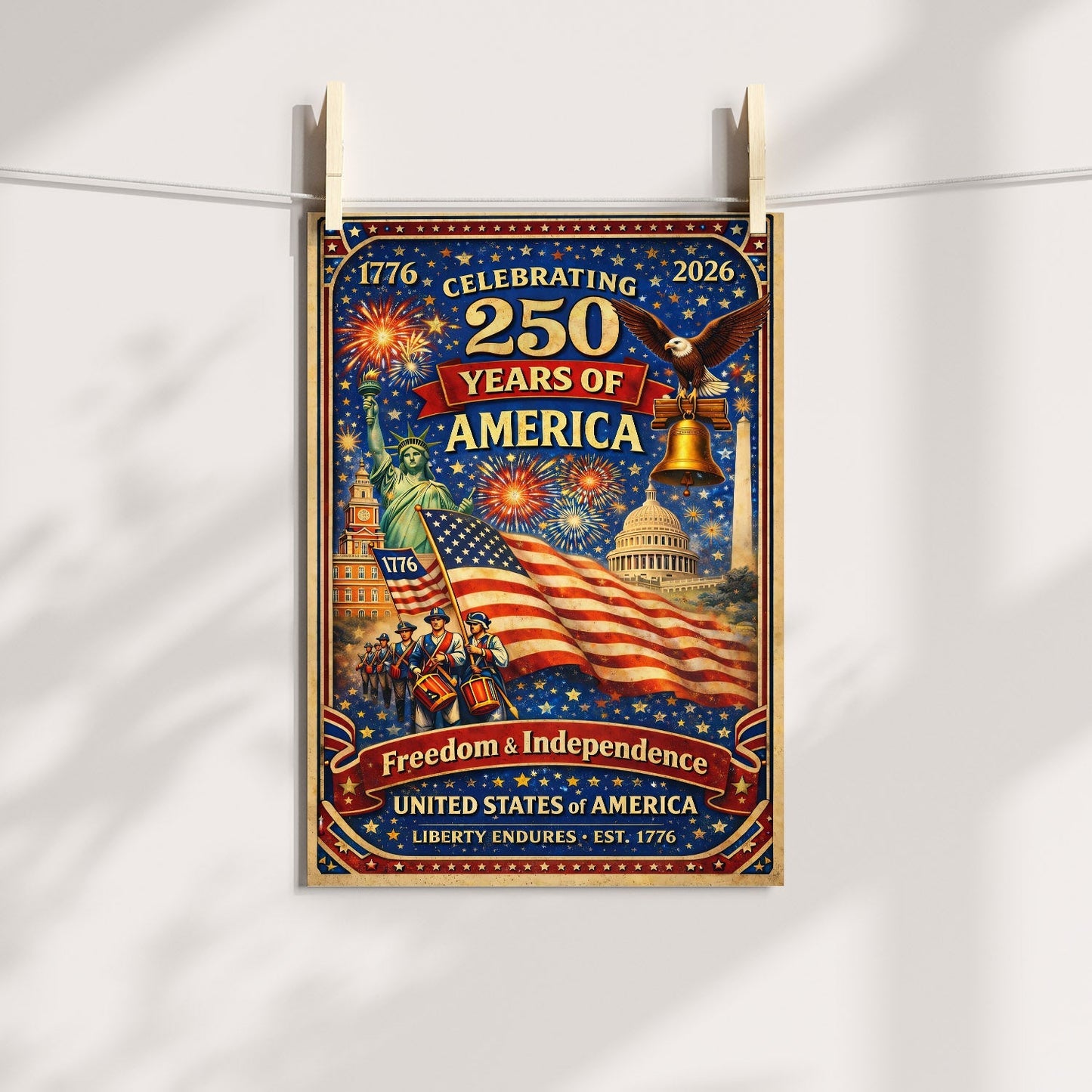 USA 250 Celebration Landmarks Poster/Canvas