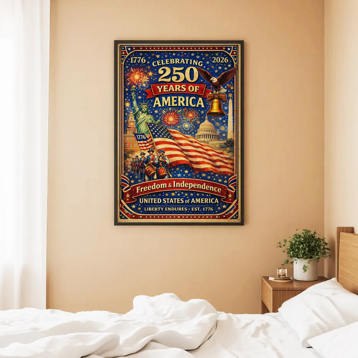 USA 250 Celebration Landmarks Poster/Canvas