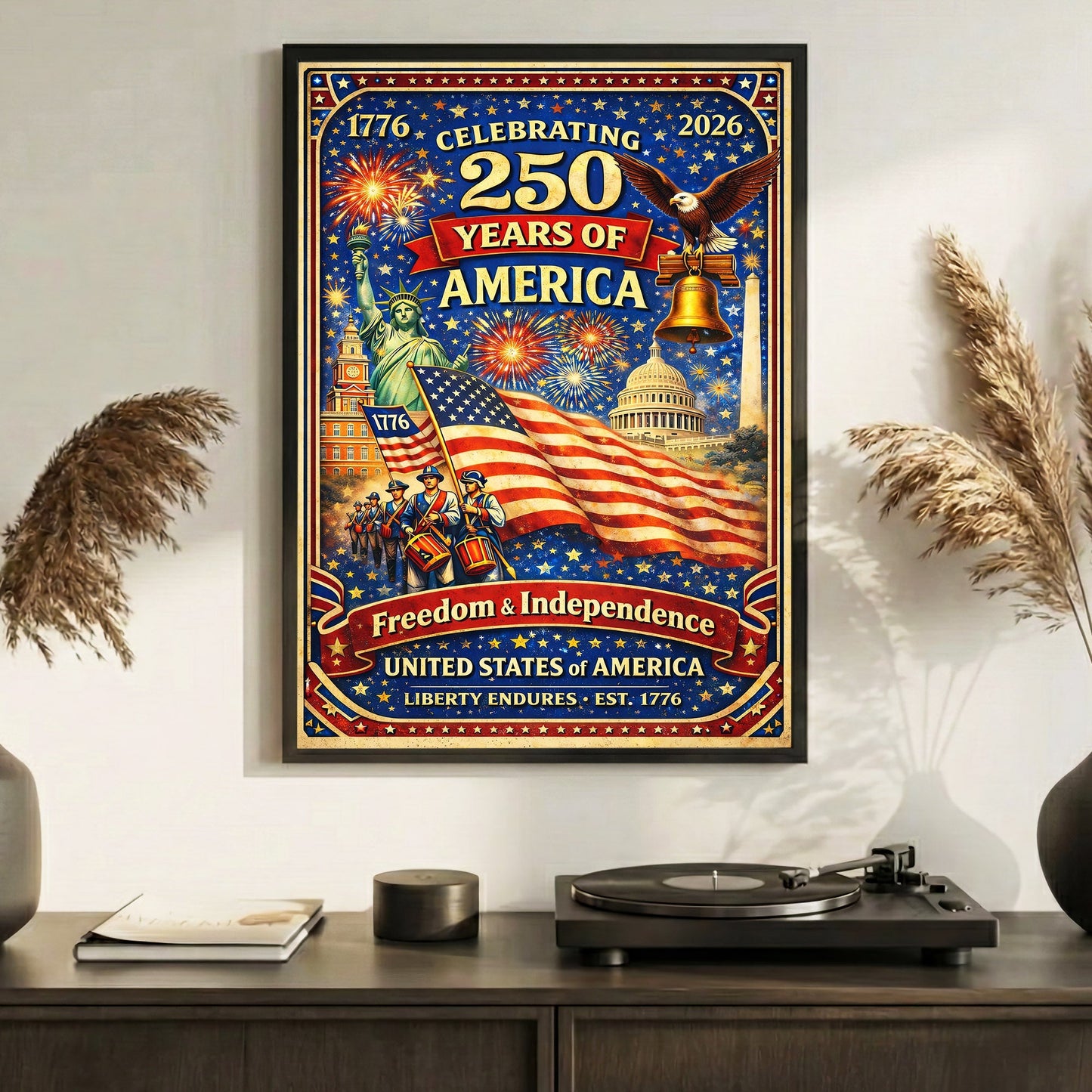 USA 250 Celebration Landmarks Poster/Canvas