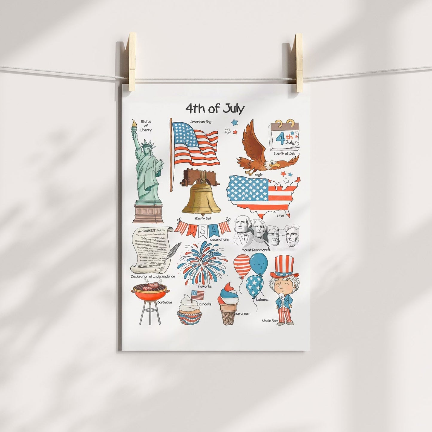 Independence Day Doodle Set Poster/Canvas